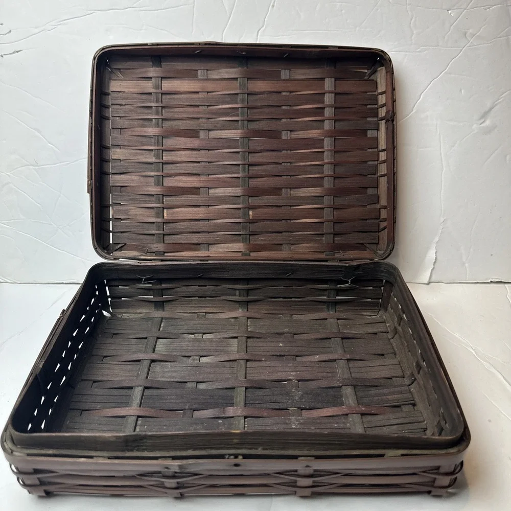 Vintage Bamboo Suitcase Style Basket MCM 10x7x3 Approximate No Handle